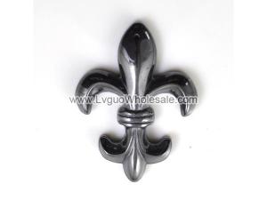 Hematite Fleur De Lee 28x38mm Pendant